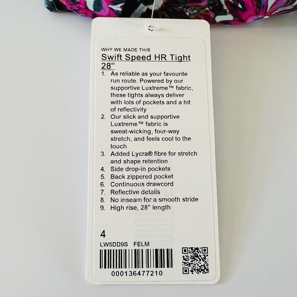 LULULEMON ATHLETICA Multi Floral Electric Swift Speed HR Tight 28" Leggings- US4 - Picture 9 of 9